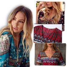 Cargar imagen en el visor de la galería, Vestido bohemio con cuello de pico
- Ozerty