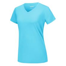 Cargar imagen en el visor de la galería, Camiseta de refrigeración instantánea para mujer con cuello de pico
-Azul hielo - Ozerty