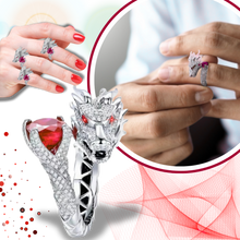 Cargar imagen en el visor de la galería, Anillo de plata con forma de dragón hecho a mano - Ozerty