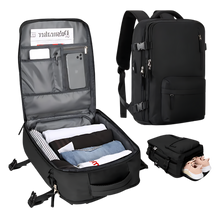 Cargar imagen en el visor de la galería, Mochila de viaje impermeable con carga USB
-Negro - Ozerty